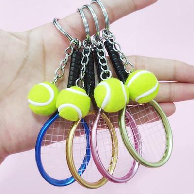 Creative Fashionable Tennis Racket Keychain: New Year Horse Souvenir & Bag Charm Pendant