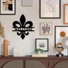 Wrought Iron Fleur de Lis Door Sign, Elegant Metal Wall Decor for Home Entrance, French Theme Cafe Boutique Art Hanging