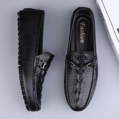 Crocodile Pattern Men Casual Shoes Genuine Leather Men's Loafers Slip-On Mocasines New Trend Driving Shoes Comfy Male Boat Flats