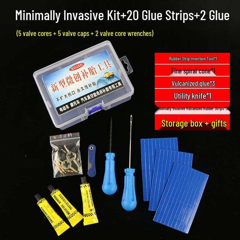 Electric Tire Repair Kit - Tubeless Motorcycle & Car, Vulcanized Rubber Strips