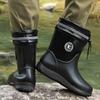 Men's medium tube fashion men's rain shoes rain boots velvet cotton rain shoes non-slip takeaway waterproof work shoes