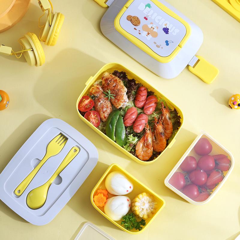 Double-Layer Insulated Student Lunch Box - Portable Microwave-Safe with Fresh-Keeping Compartments