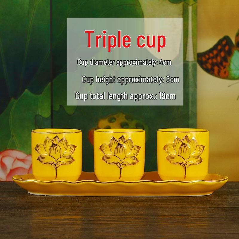 Keramische Opferbecher für Buddha, Guanyin und den Gott des Reichtums - Klein, Perfekt für Weihwasser und zum Anziehen von Reichtum.