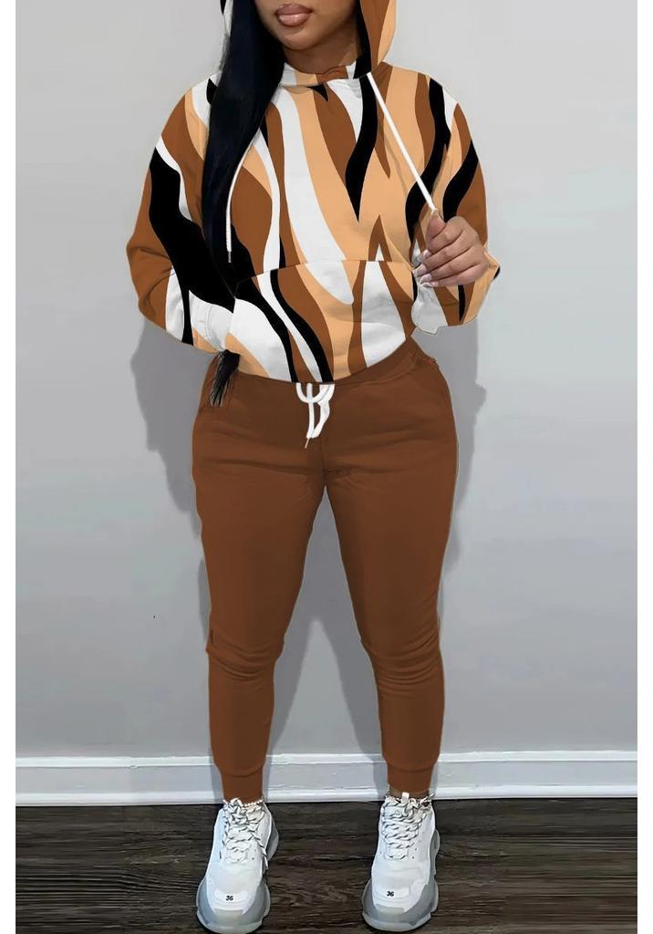 Autumn And Winter Women'S New Hooded Sweater Sports Suit Casual Design Colorful + Printing