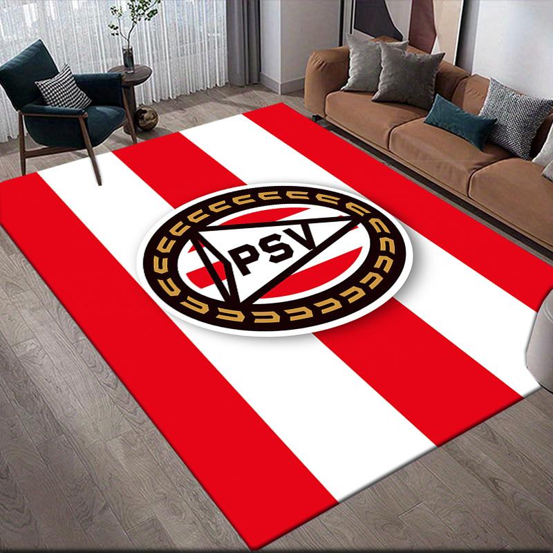 PSV Eindhoven Flannel Pattern Square Carpet,Area Rug,Carpet Rug for Living Room Bedroom Sofa Playroom Decor,Non-slip Floor Mat