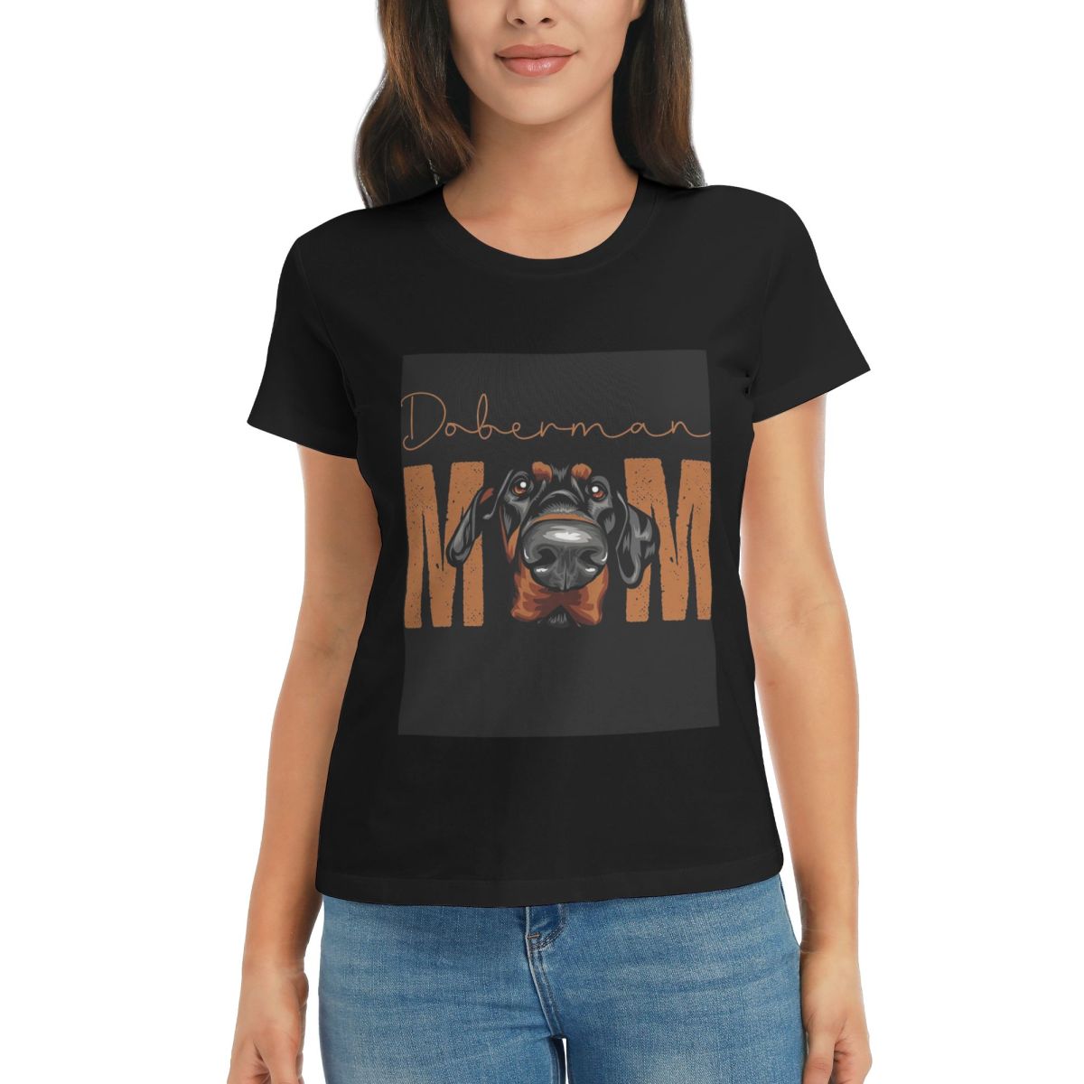

Women TShirt DoberUnisex Mom Dog Summer Short Sleeve Tees ONeck Cotton T Shirts Clothes Tops Streetwear XXL