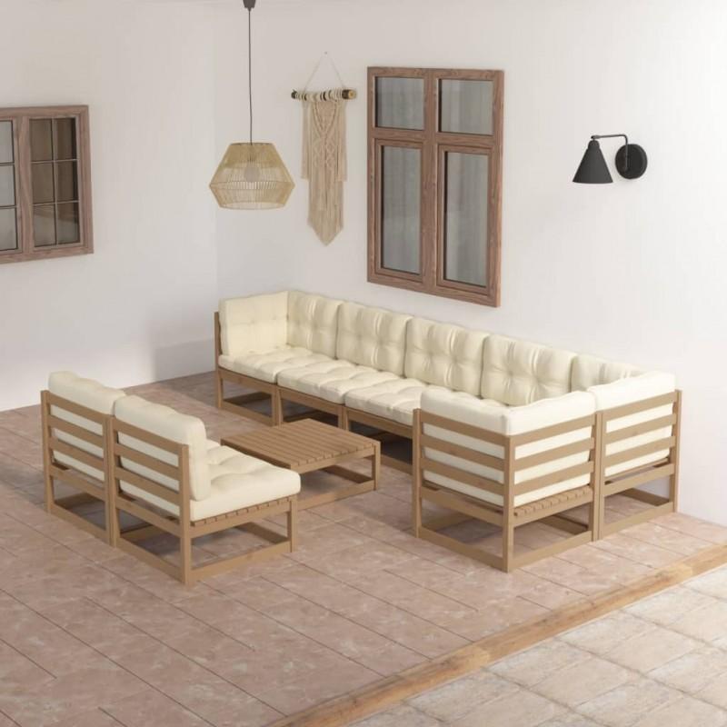 Day and Night - Day and Night Garden Furniture Set 9 Pieces and Cushions Solid Pine Wood