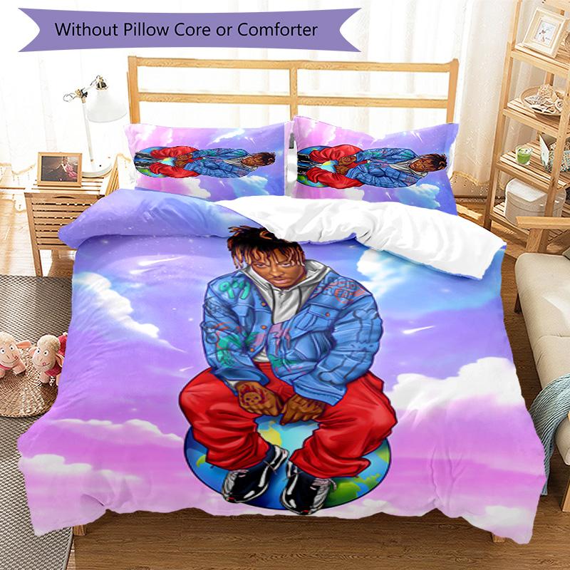 3pcs Juice WRLD1 Pattern Bedding Set Duvet Cover Set Includes Duvet Cover &pillowcases, Perfect All Season Bedroom Decoration & Gift