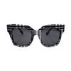 Classic Check Series Modern Celebrity Holiday Travel Sunglasses 4364F Women's Black and White Check