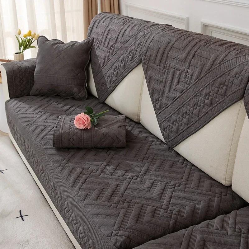 

Линии гостиной с тиснением, коврик для дивана, простой современный противоскользящий пылезащитный чехол для сиденья, сезонный универсальный чехол для дивана, тканевое полотенце 70x70cm