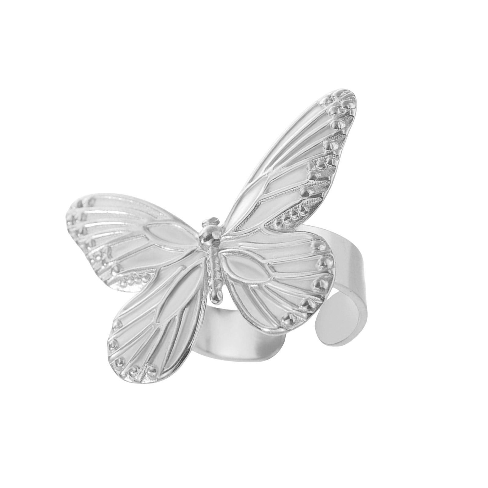 

Dating Rings Butterfly Rings Adjustable Finger Rings Butterfly Open Rings Finger Jewelry Suitable for Party Daily Wear серебряный