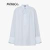 MO&Co. Stand Collar Pleated Dropped Shoulder Shirt