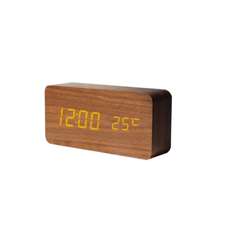 LED Digitaluhr aus Holz mit Sprachsteuerung & Thermometer