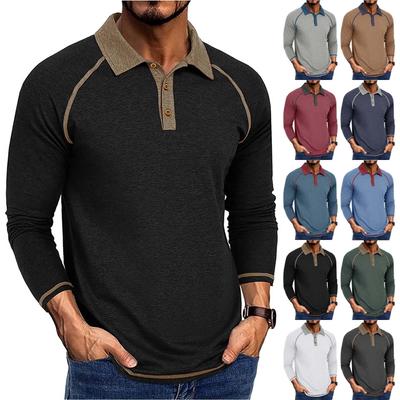 Ανδρικό Παλτό Άνοιξη Μονόχρωμο Μπλουζάκι Λαιμόκοψη 3 Κουμπιά Ανοιχτό Πλακέτο Κουμπί Μακρυμάνικο Κορυφή