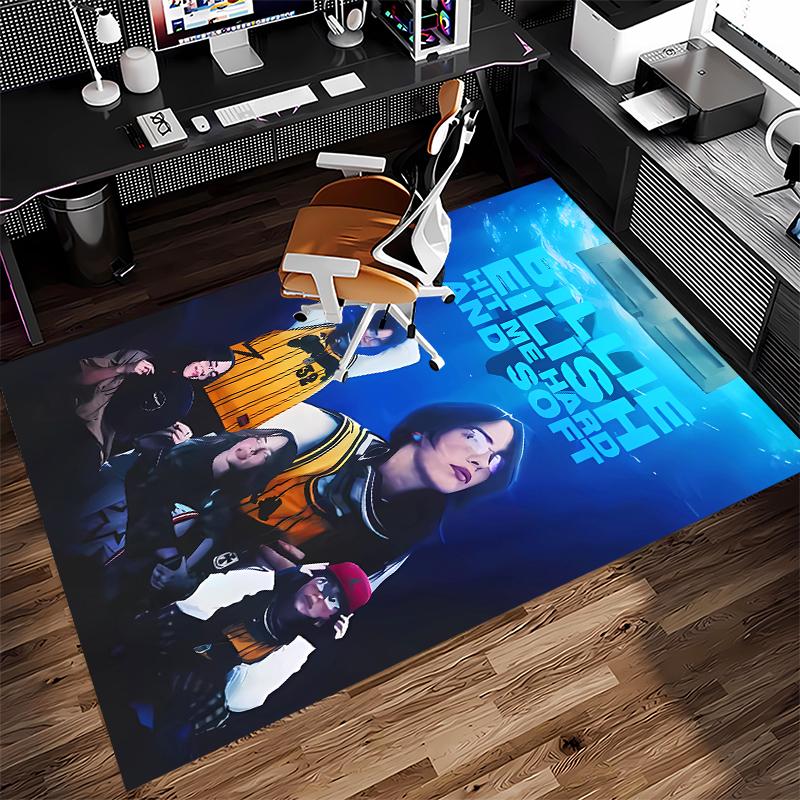 1pc Singer Billie Eilish1 Print Area Rug - Soft, Washable Non-Slip Indoor Mat for Office Chairs, Living Room, Home Office Decorative Rug
