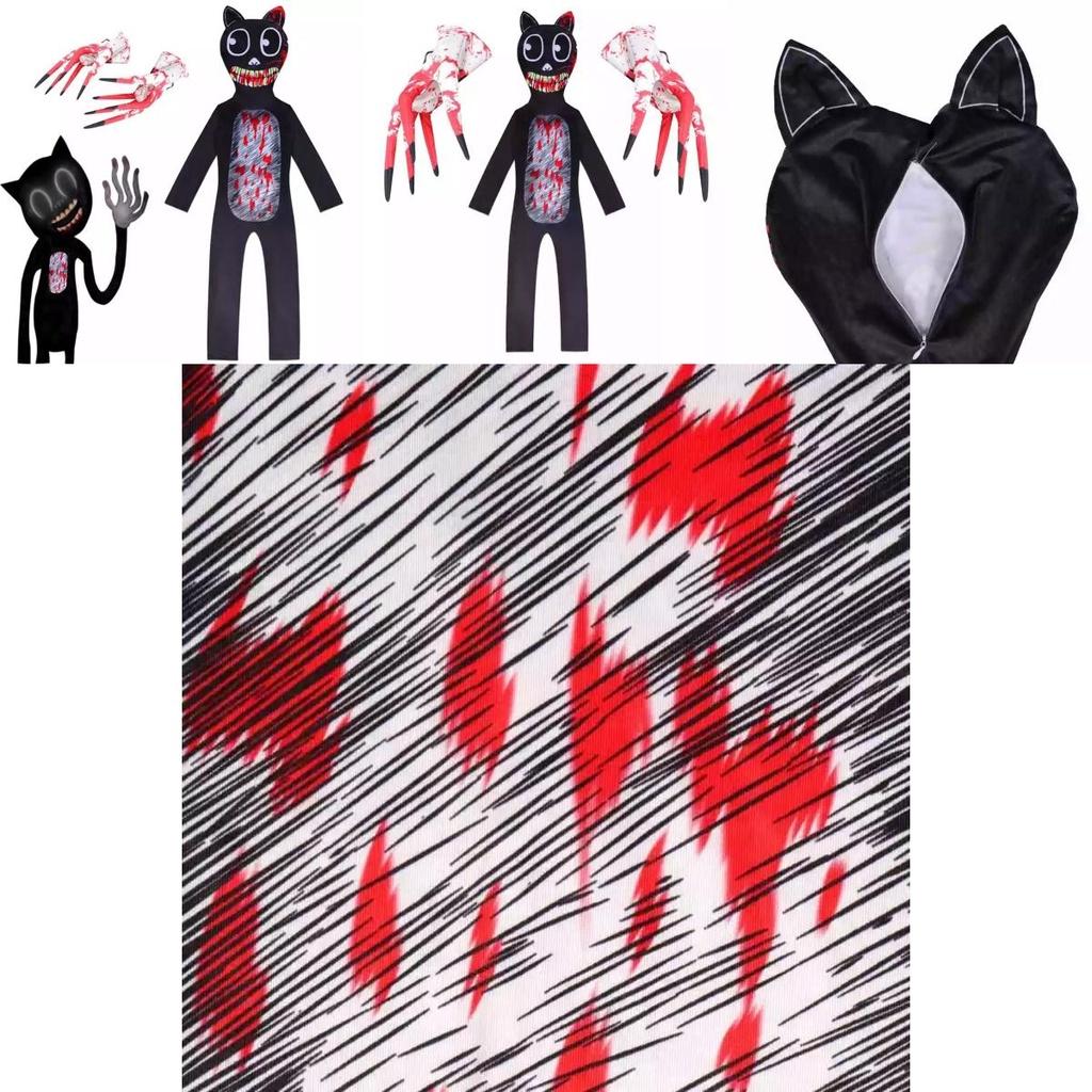 Siren Head Kid Black Cat Jumpsuit Cosplay Costume Bodysuit Halloween Party