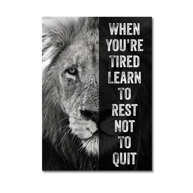 Lion Motivational Posters and Prints Inspirational Positive Quotes Animal Wall Art HD Pictures Canvas Painting Office Home Decor