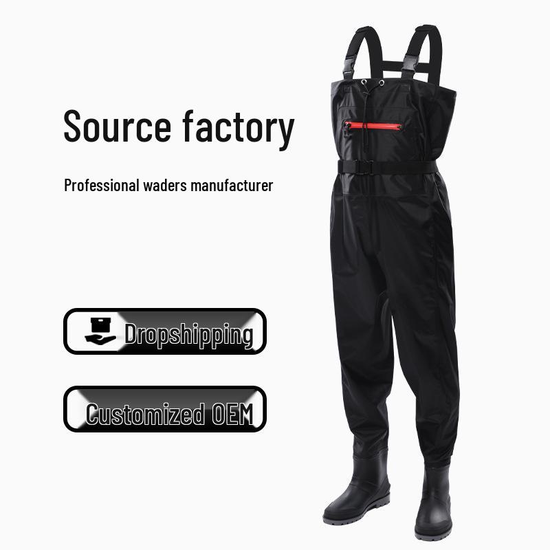 Nylon Waterproof Thickened Winter Fishing Waders with Water Shoes