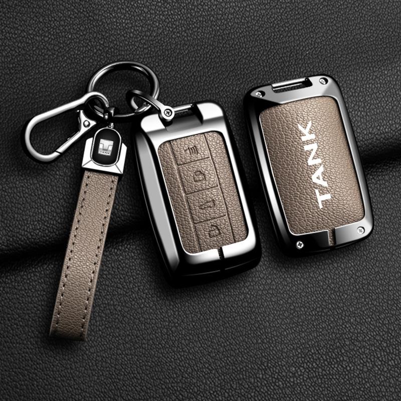 Alloy Car Key Case Cover For Great Wall GWM WEY TANK 300 500 Tank300 Tank500 Key Bag Shell Holder Protector Keychain Accessories