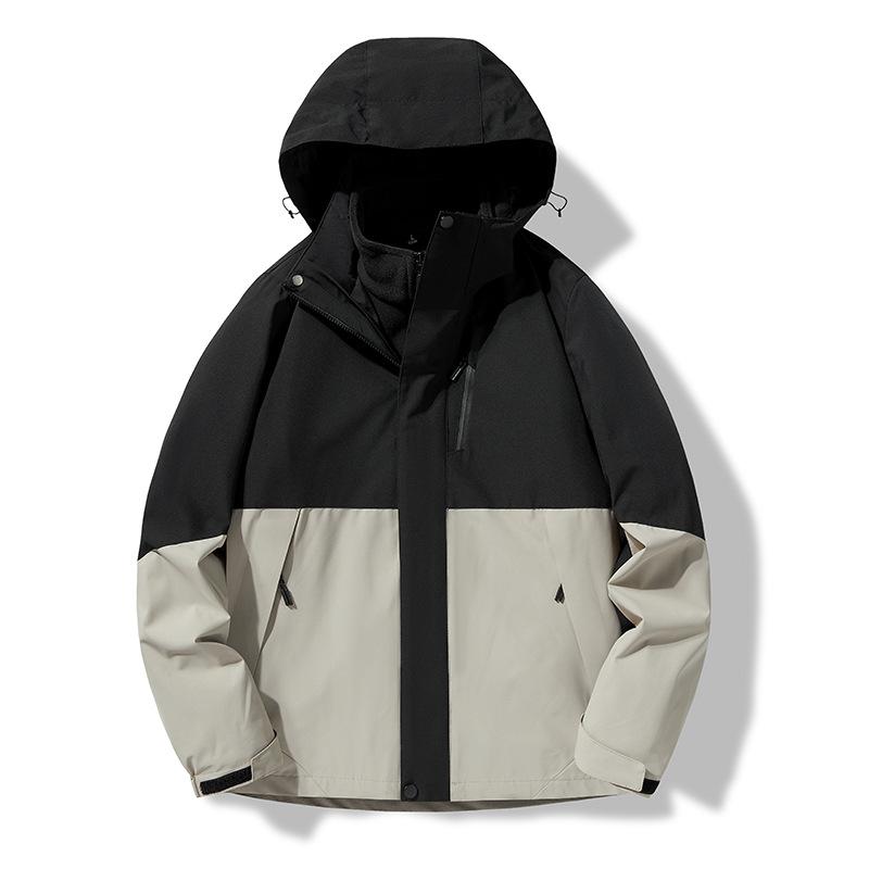 Autumn and Winter Fleece Thick Jacket Men's and Women's Outdoor Windproof Warm Fleece Liner Removable Three-in-one Two-piece Set