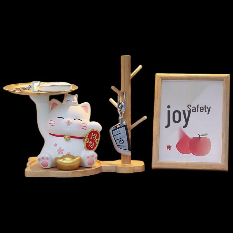 Lucky Cat Storage Ornament with Photo Frame