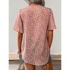 Women Leopard Print V Neck Short Sleeve Mid Length Casual Shirt