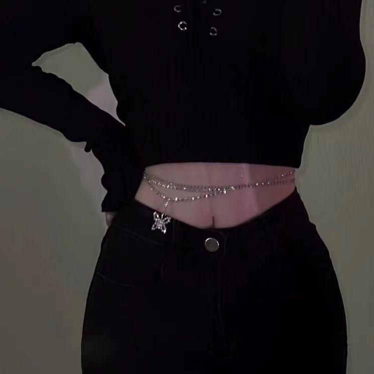 Taillenkette Kollektion~ Halskette mehrlagige Perlen-Taillenkette Brustkette Hofessen Schulterkette leichter Luxus Bein Kette einzigartiges Halsband