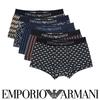 Emporio Armani Classic Pattern Mix Boxer Shorts, Front Closure, EU Size, Men's, Navy, 54045049