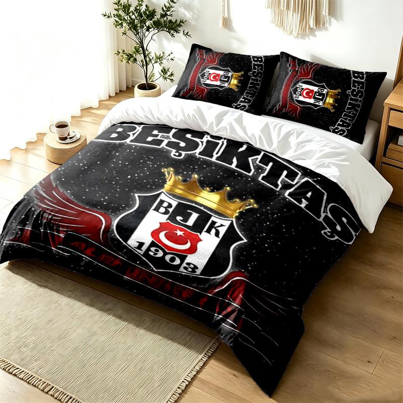 Besiktas JK 3-teiliges Bettwäsche-Set Einfaches Modernes Bettwäsche-Set Knitterfest Weicher Stoff Ganzjahresnutzung ein perfektes Geschenk
