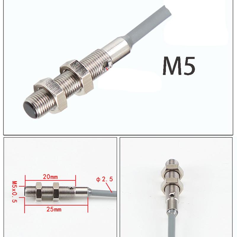 M5 ultra-miniature inductive proximity switch sensor flush mount NPN PNP distance 0.8mm 1mm 1.5mm