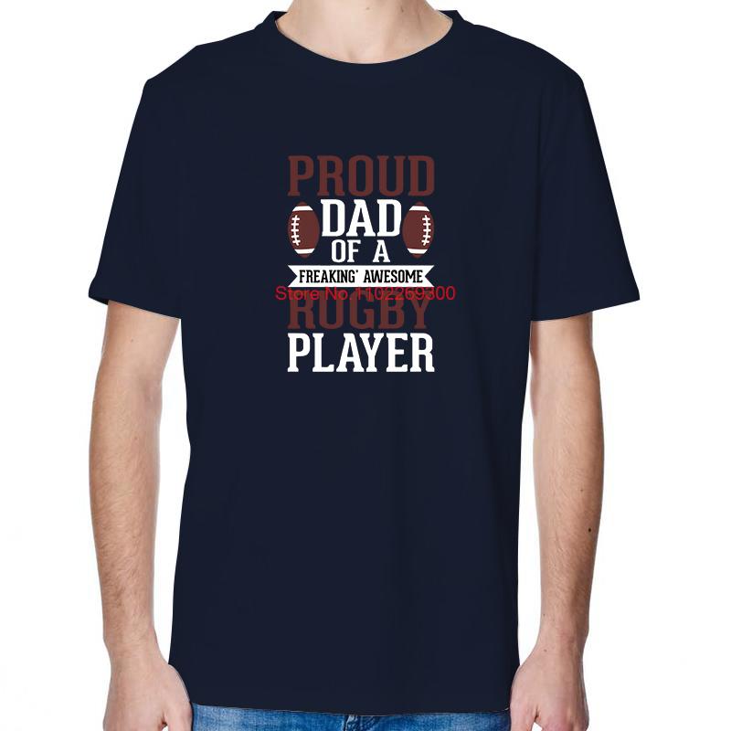 Proud Dad Of A Rugby Player Fashion Tees Tops Cotton New Shirts And TShirts Casual Unisex Streetwear Round Neck TShirt