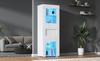 60*40*170cm Cabinet, Display Cabinet with Acrylic Door, High Gloss Storage Cabinet with LED Lighting, 2 Glass Shelves, Highboard, White