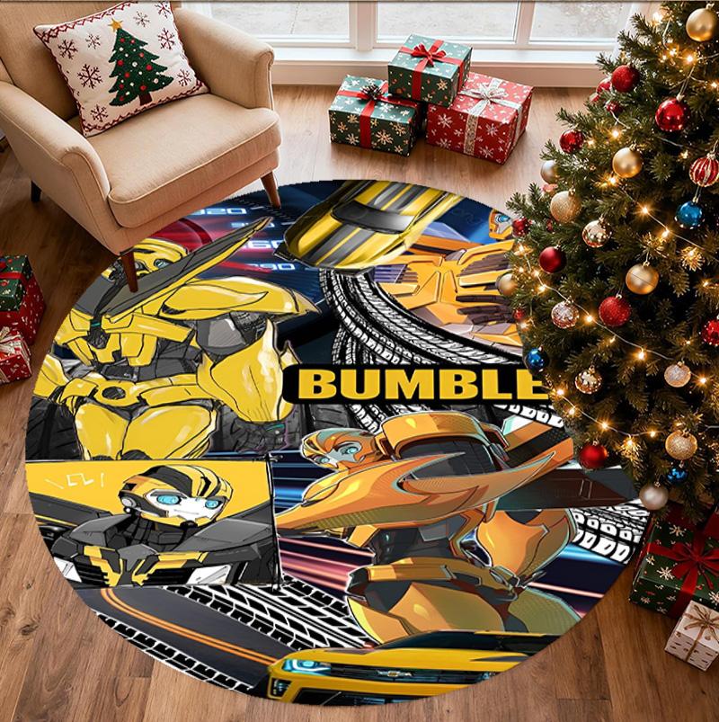 Bumblebee Pattern Round Rug, Indoor/Outdoor Mat, for Picnic, Gameroom, Bedroom, Office, Living Room, Home Decor Carpet, Birthday Gift