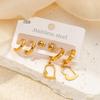 Popular Snake-Shaped & Heart Titanium Steel Stud Earrings Set for Women - Six-Piece Light Luxury Stainless Steel Ear Jewelry