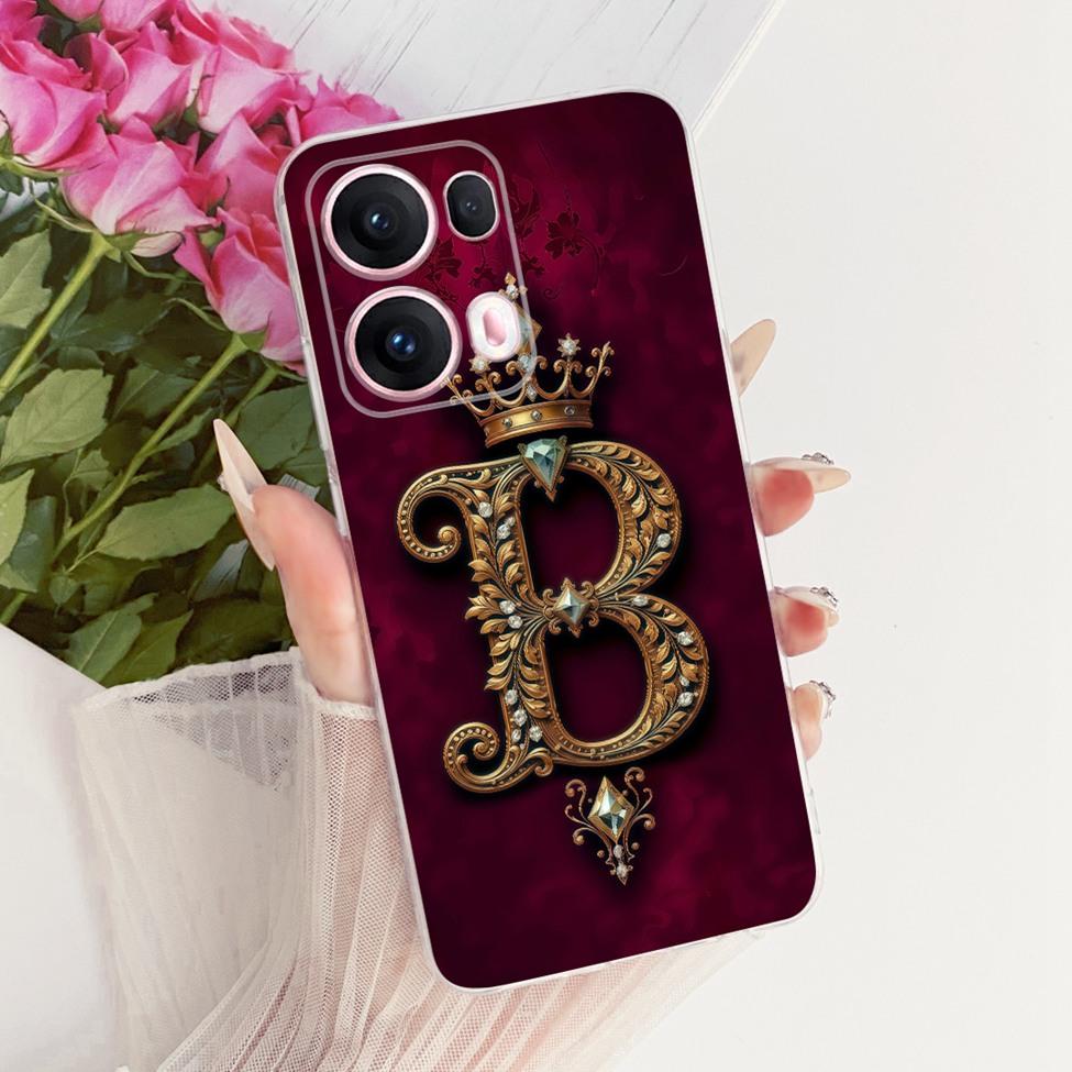 Transparent For Oppo Reno 13Pro CPH2697 PKK110 Cover For Oppo Reno 13 Pro Case Luxury Crown A-Z Letters 2D Flat Pattern