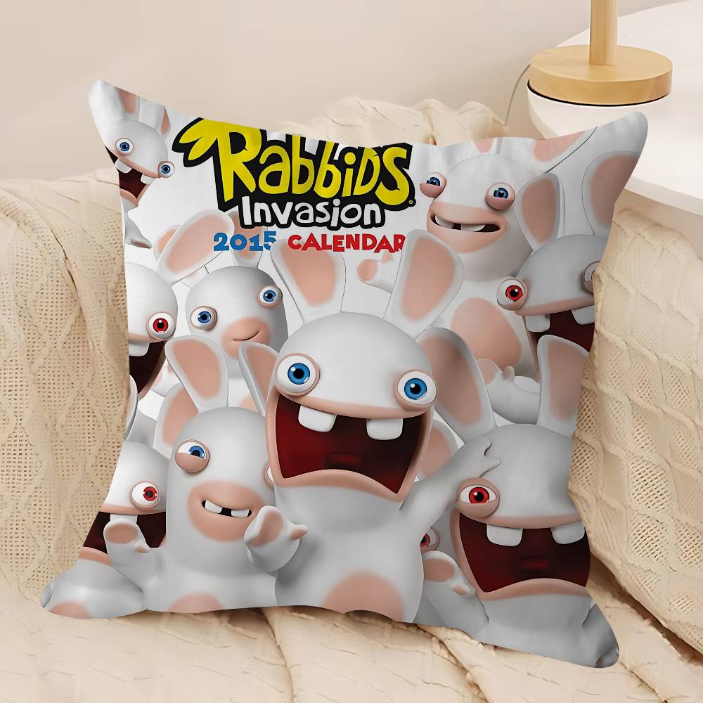 CUTE Cartoon I-Invasion Rabbids Pillow Case Removable Washable Cushion Cover – All-Season Soft Linen