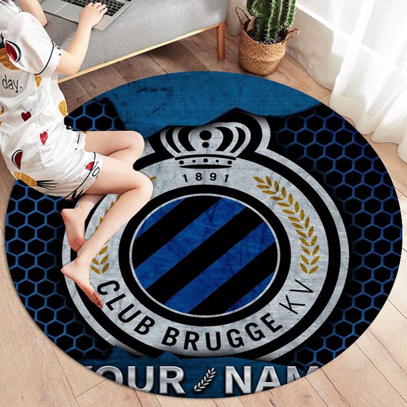 Club Brugge KV Custom Name Round Area Rug,Carpet Rug for Living Room Bedroom Sofa Playroom Decor,Non-slip Floor Mat