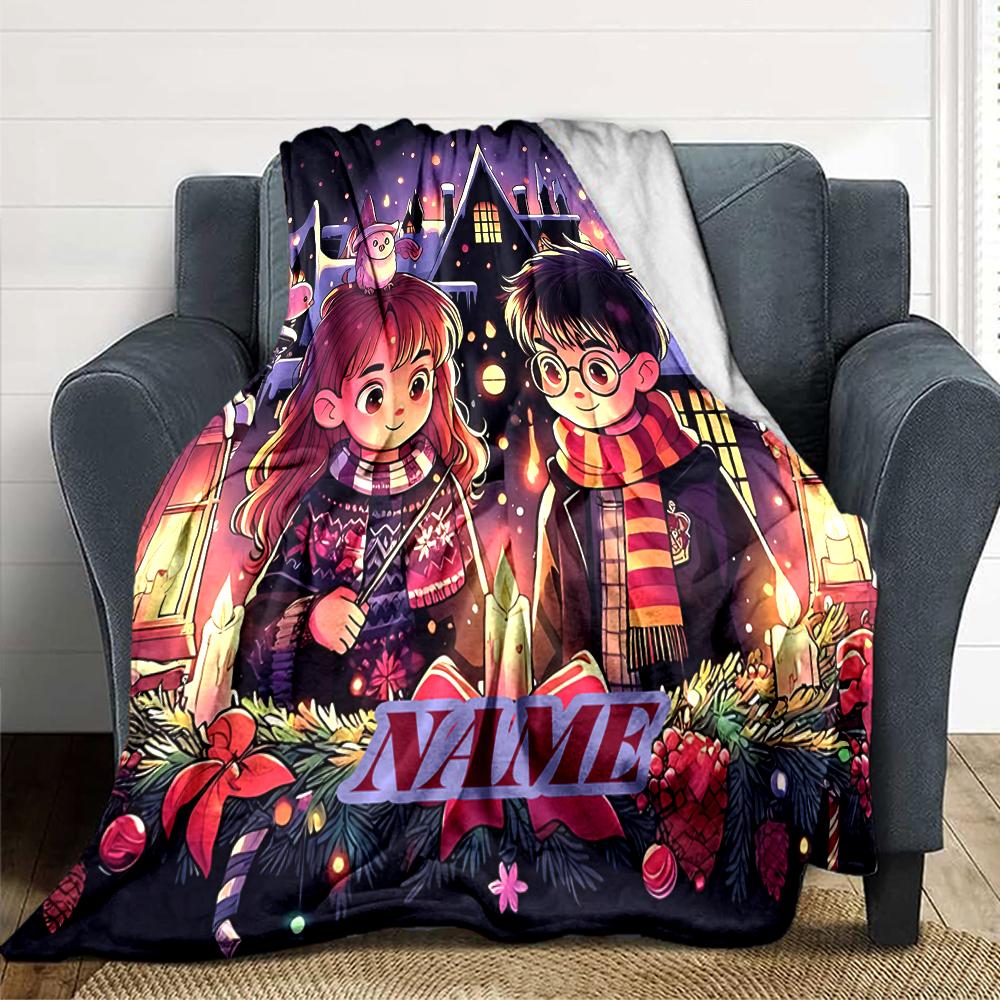 Custom Name "Harry's Magical Adventure" blanket for Couch & Bed, Plush Cozy Fuzzy Blanket Super Soft & Warm Blankets for Fall and Winter. 090864