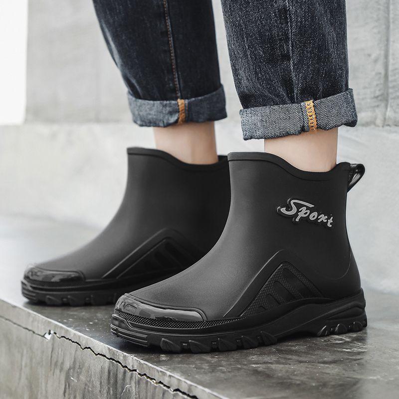 

Fashion short rain shoes men s non-slip waterproof shoes car wash site wear-resistant water boots velvet warm 39