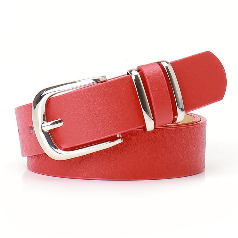 Womens Fashion Leather Belt With Double Ring Buckle For Office Wear And Daily Casual Use