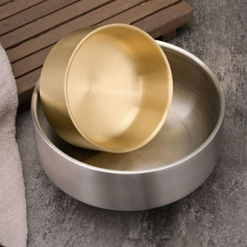 Korean 304 Stainless Steel Rice Bowl Double Layer Anti-Scalding Soup Noodles Bowls Salad Fruit Bowl Kitchen Tableware