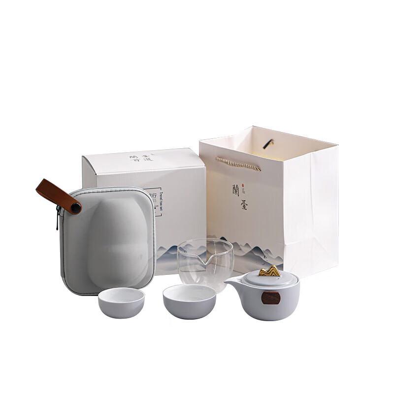 Portable Ceramic Landscape Tea Set with Travel Bag