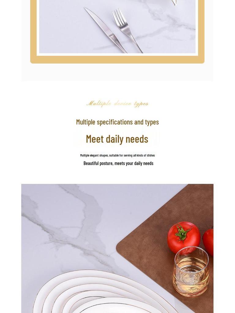 Gold-Rimmed Nordic Fish-Shaped Ceramic Plate for Steamed Fish - Large Household Dish