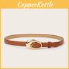 Simple Solid Color Gold Buckle Decoration Women Casual Belt For Autumn Outfit Enhancement