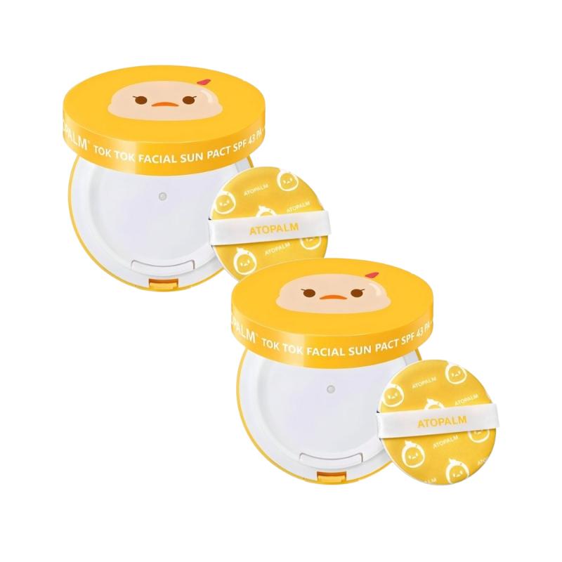 ATOPALM Tok Tok Facial Sun Pact SPF43 PA+++ 15g – Mineral UV Protection Sun Pact with Zinc Oxide Portable Cushion Sunscreen