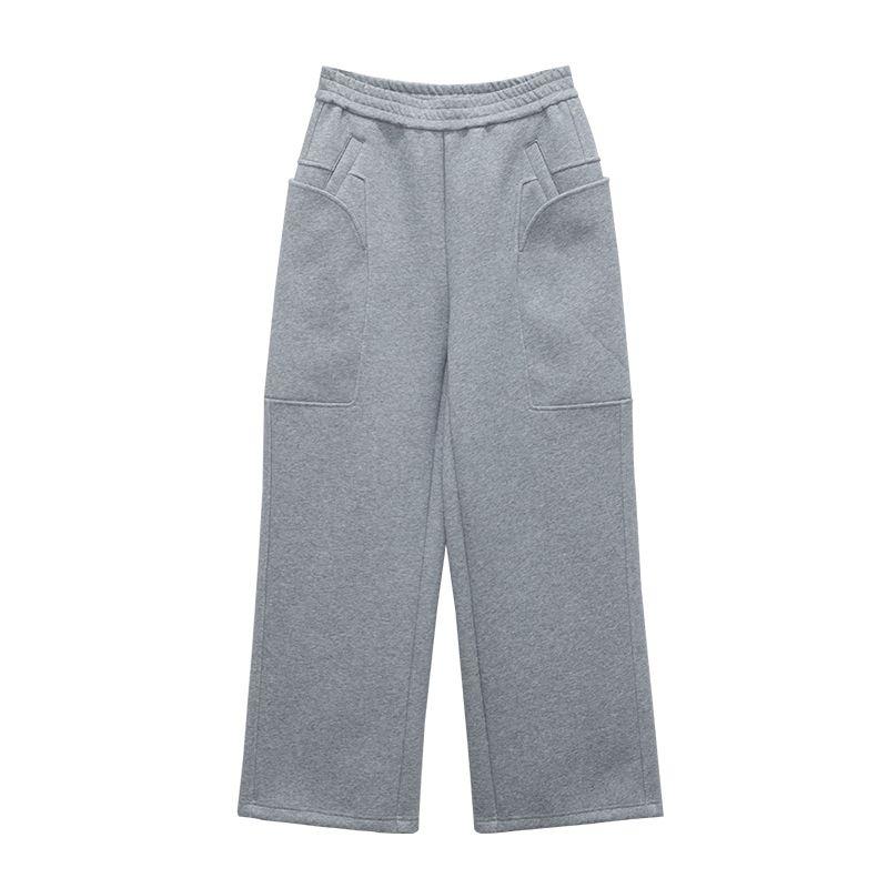 

Audwyn Double Pocket Sweatpants Gray Loose Straight-leg Women s Fall and Winter New Design Sense Wide Leg Slimming Casual Pants Grey XS In Stock