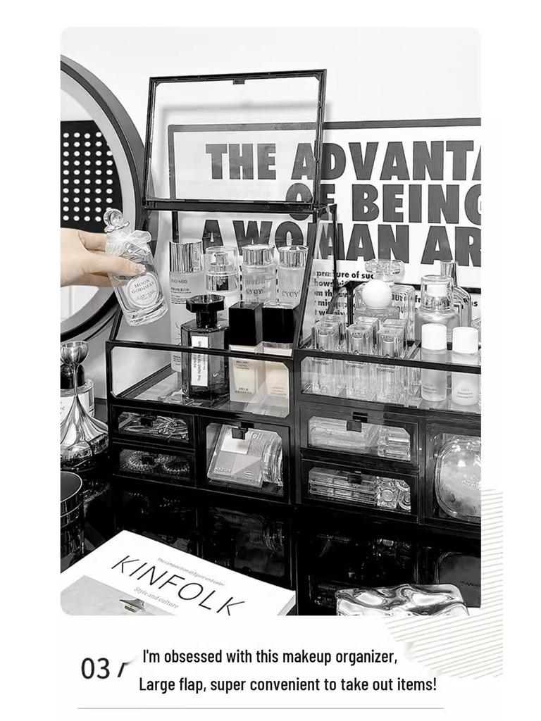 High-End Transparente Staubdichte Kosmetikaufbewahrungsbox für Waschtisch