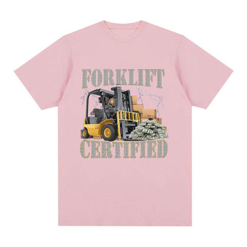 Funny Forklift Certified Operator Print T-Shirt Men Vintage Fashion Short Sleeve T-shirts Cotton Casual Cozy Oversized T Shirts