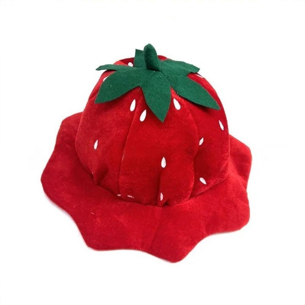 Red Plush Strawberry Hat Cartoon Strawberry Cosplay Fruit Hat Strawberry Headgear  Role Playing