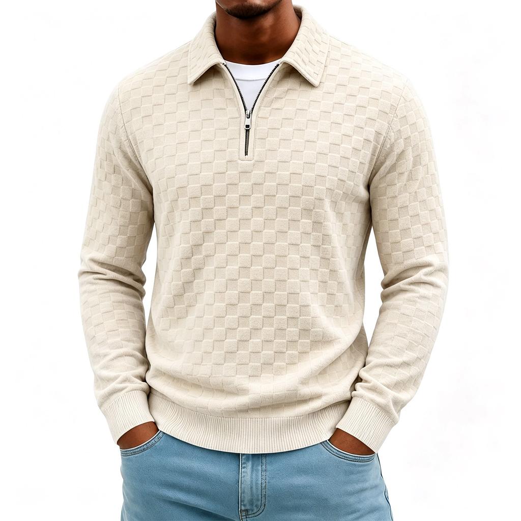 Men's Checkered Knit Pullover Sweater